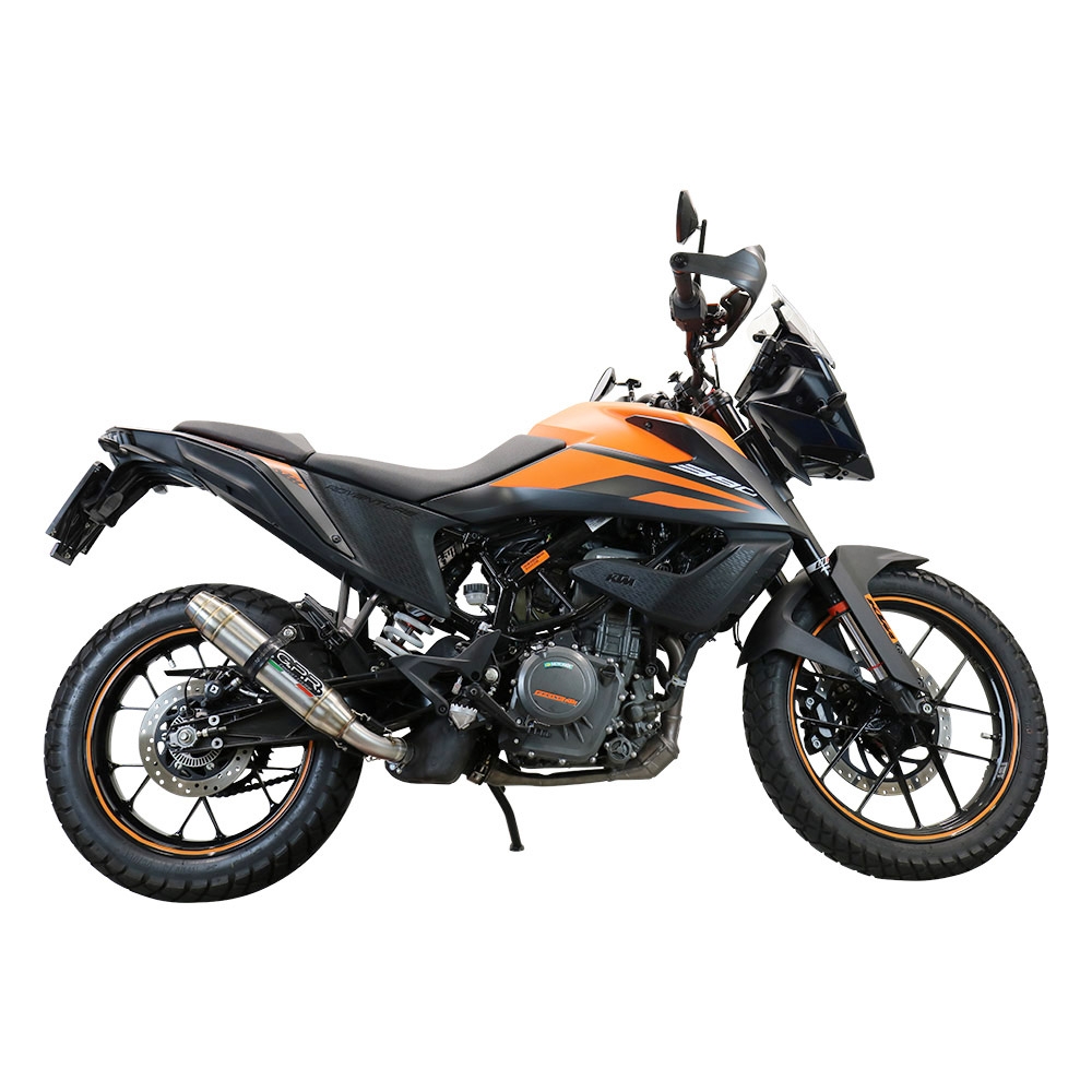 Escape compatível com Ktm Adventure 250 2020-2024, Deeptone Inox, Sistema racing Silencioso com tubo de ligação,com db killer removível 