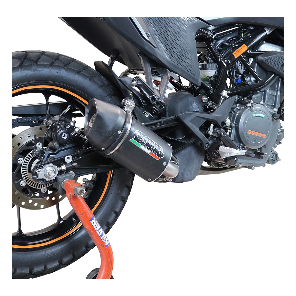 Escape compatível com Ktm Adventure 390 2021-2024, Furore Nero, Sistema racing Silencioso com tubo de ligação,com db killer removível 