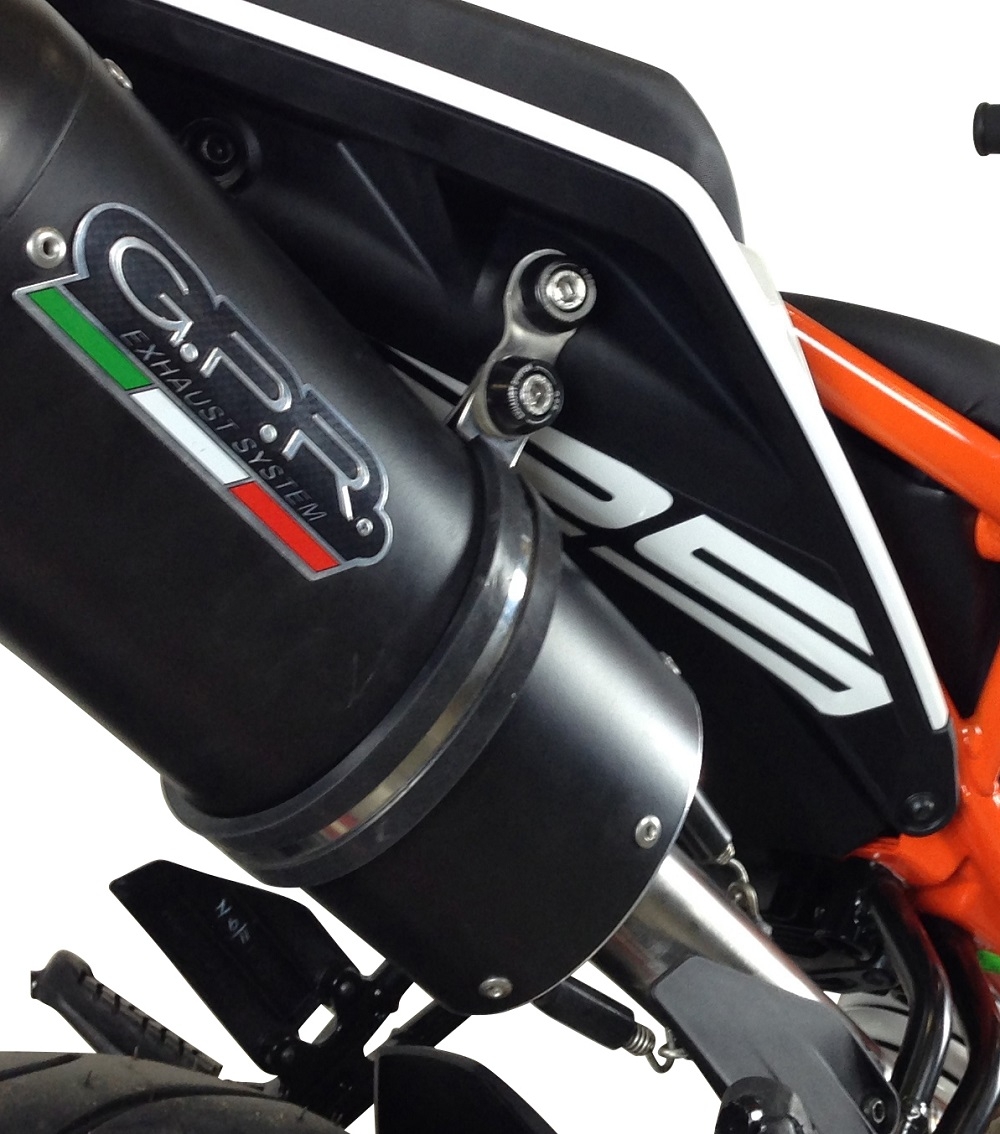Escape compatível com Ktm Duke 125 2017-2020, Furore Evo4 Nero, Escape legal, homologado, silenciador com catalisador, db killer removível e tubo de ligação específico 