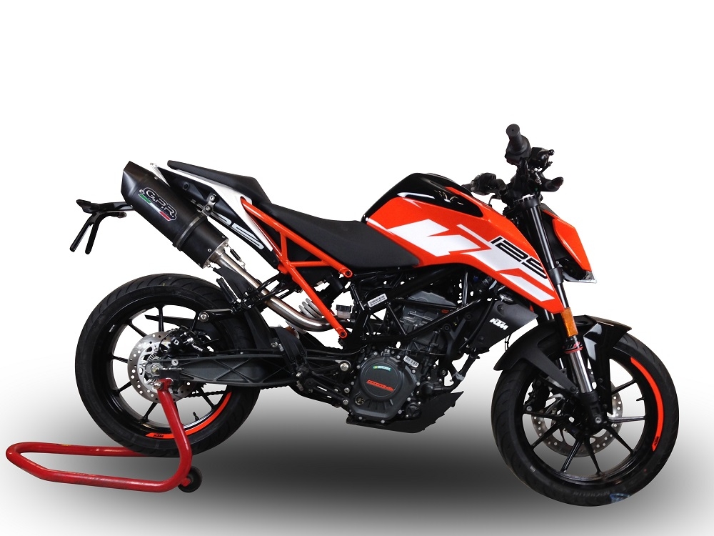 Escape compatível com Ktm Duke 125 2017-2020, Furore Evo4 Nero, Escape legal, homologado, silenciador com catalisador, db killer removível e tubo de ligação específico 