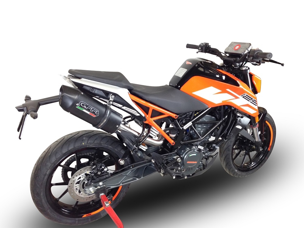 Escape compatível com Ktm Duke 125 2017-2020, Furore Evo4 Nero, Escape legal, homologado, silenciador com catalisador, db killer removível e tubo de ligação específico 