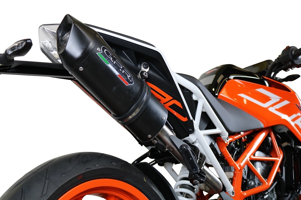 Escape compatível com Ktm Duke 390 2017-2020, Furore Evo4 Nero, Escape legal, homologado, silenciador com catalisador, db killer removível e tubo de ligação específico 