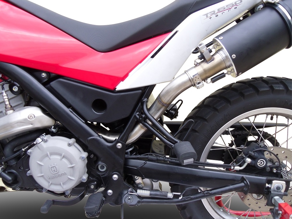 Escape compatível com Husqvarna TERRA - STRADA TR 650 2013-2015, Furore Nero, Sistema homologado com catalisador linha completa, silencioso mais coletor 
