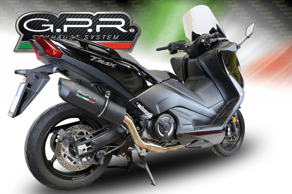 Escape compatível com Yamaha T-Max 530 2017-2021, Furore Evo4 Nero, Sistema homologado com catalisador linha completa, silencioso mais coletor 