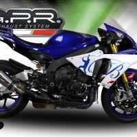 GPR escape compatível com  Yamaha Yzf R1-R1-M 2017-2019, New Grand Prix Evo Titanium, Escape legal, homologado, silenciador com db killer removível e tubo de ligação específico 