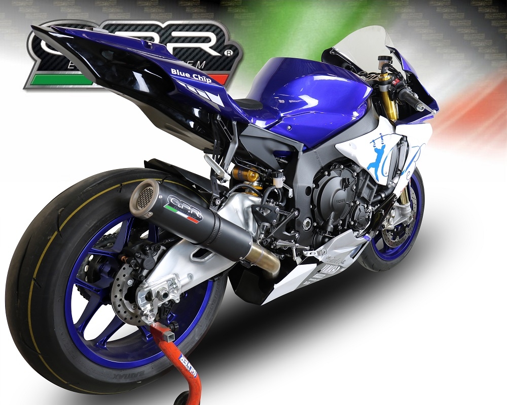 Escape compatível com Yamaha Yzf R1-R1-M 2020-2025, M3 Black Titanium, Sistema racing semi-completo, escape com tubos de ligação, artigo sem homologação 
