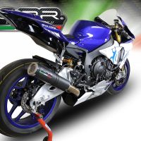 Escape compatível com Yamaha Yzf R1-R1-M 2020-2025, M3 Black Titanium, Sistema racing semi-completo, escape com tubos de ligação, artigo sem homologação 
