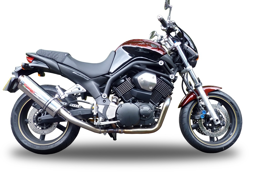 Escape compatível com Yamaha Bt Bulldog 1100 2002-2007, Trioval, Par de terminais de exaustão aprovados, com db killer removível, catalisadores e tubo de conexão específico 