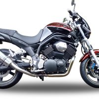 Escape compatível com Yamaha Bt Bulldog 1100 2002-2007, Trioval, Par de terminais de exaustão aprovados, com db killer removível, catalisadores e tubo de conexão específico 
