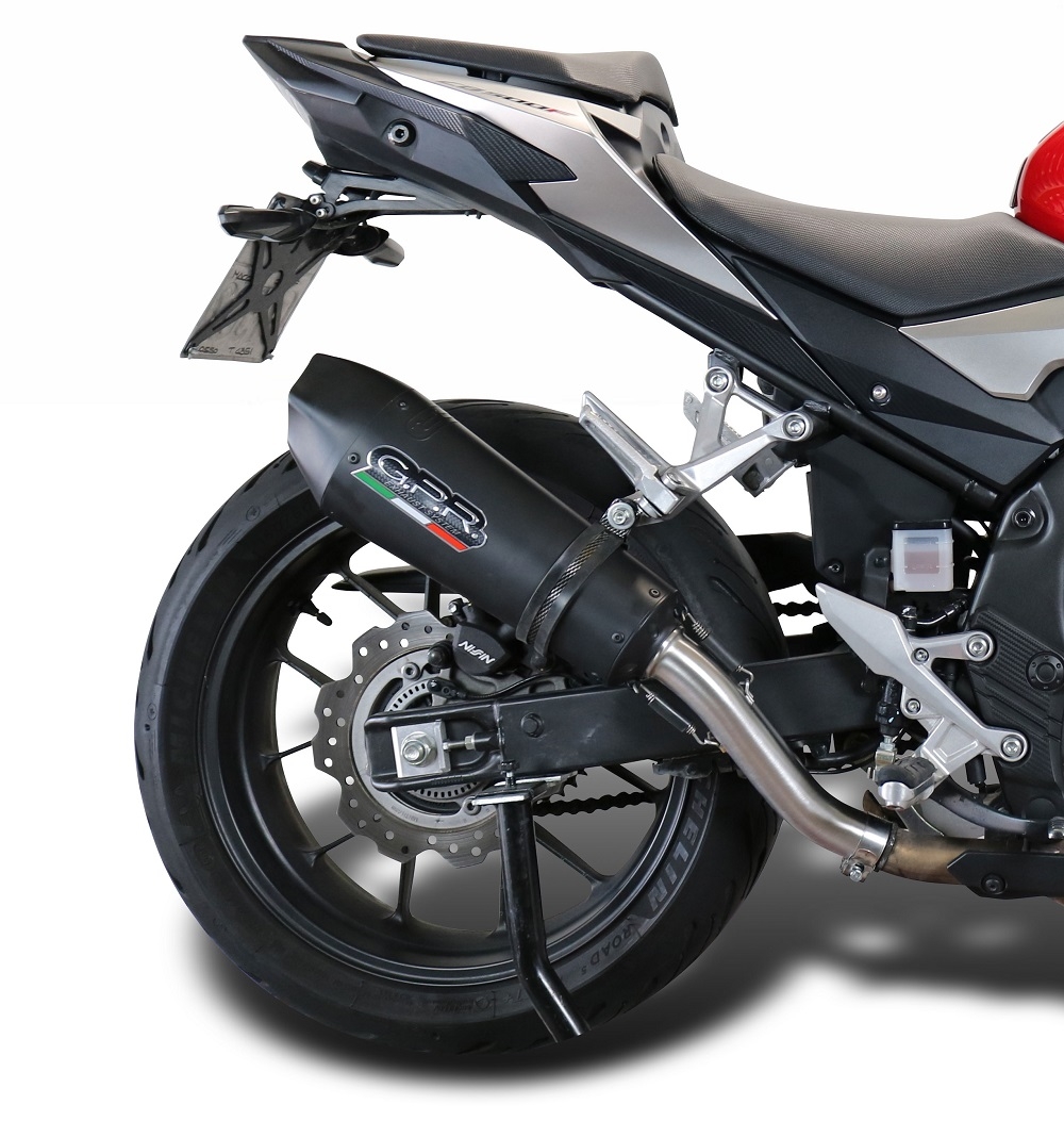 Escape compatível com Honda Cb 500 X 2019-2025, GP Evo4 Black Titanium, Escape legal, homologado, silenciador com db killer removível e tubo de ligação específico 