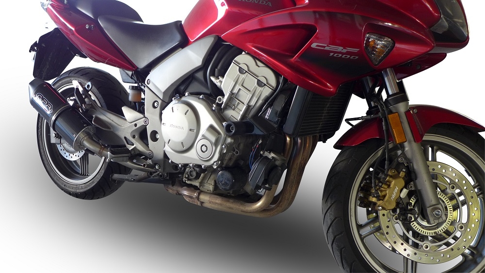 Escape compatível com Honda Cbf 1000 - ST 2006-2009, Furore Nero, Par de silenciosos de escape homologadas, com db killer removível e tubos de ligação específicos 