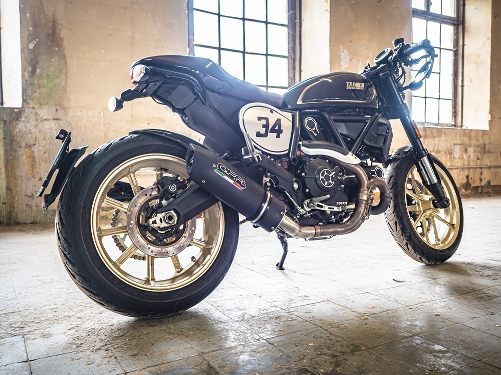 Escape compatível com Ducati Scrambler 800 2017-2020, Furore Evo4 Nero, Escape legal, homologado, silenciador com catalisador, db killer removível e tubo de ligação específico 