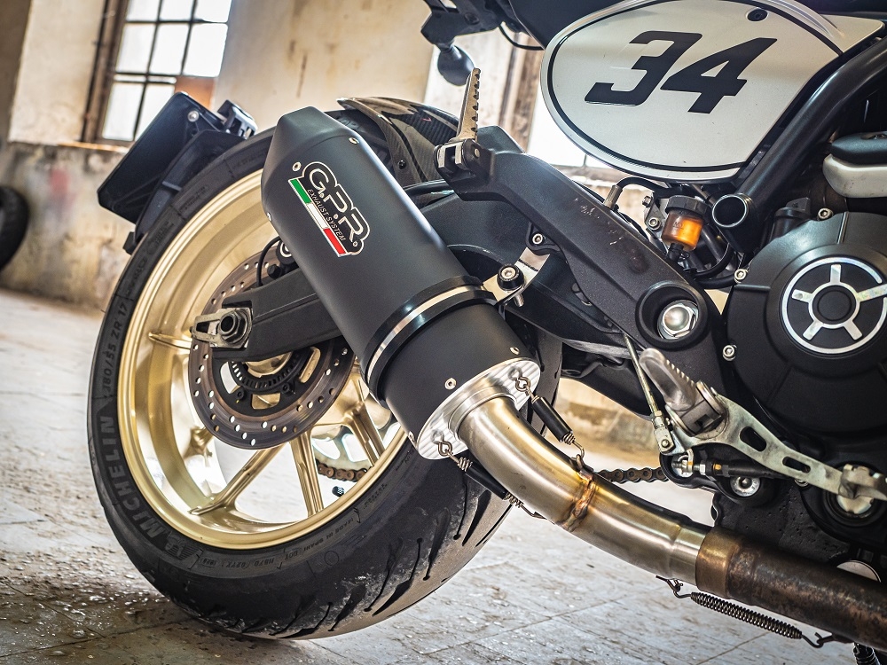 Escape compatível com Ducati Scrambler 800 2017-2020, Furore Evo4 Nero, Escape legal, homologado, silenciador com catalisador, db killer removível e tubo de ligação específico 