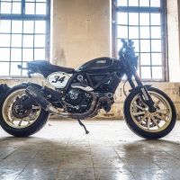 Escape compatível com Ducati Scrambler 800 2015-2016, M3 Black Titanium, Escape legal, homologado, silenciador com db killer removível e tubo de ligação específico 