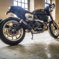 Escape compatível com Ducati Scrambler 800 2015-2016, M3 Black Titanium, Escape legal, homologado, silenciador com db killer removível e tubo de ligação específico 