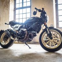 Escape compatível com Ducati Scrambler 800 2015-2016, M3 Black Titanium, Escape legal, homologado, silenciador com db killer removível e tubo de ligação específico 