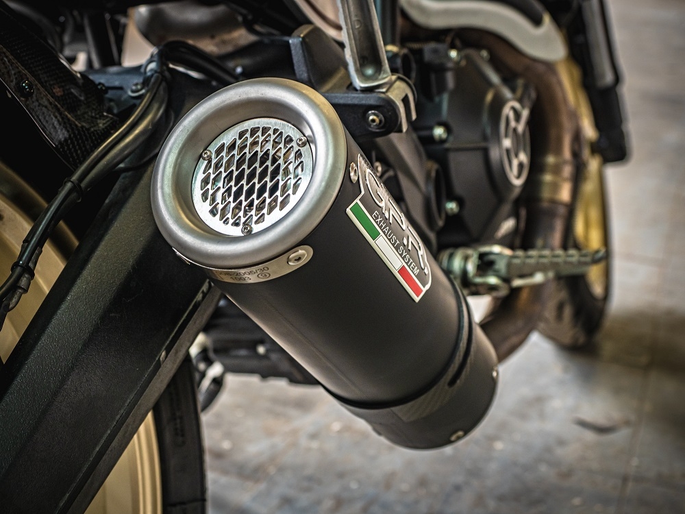 Escape compatível com Ducati Scrambler 800 2015-2016, M3 Black Titanium, Escape legal, homologado, silenciador com db killer removível e tubo de ligação específico 