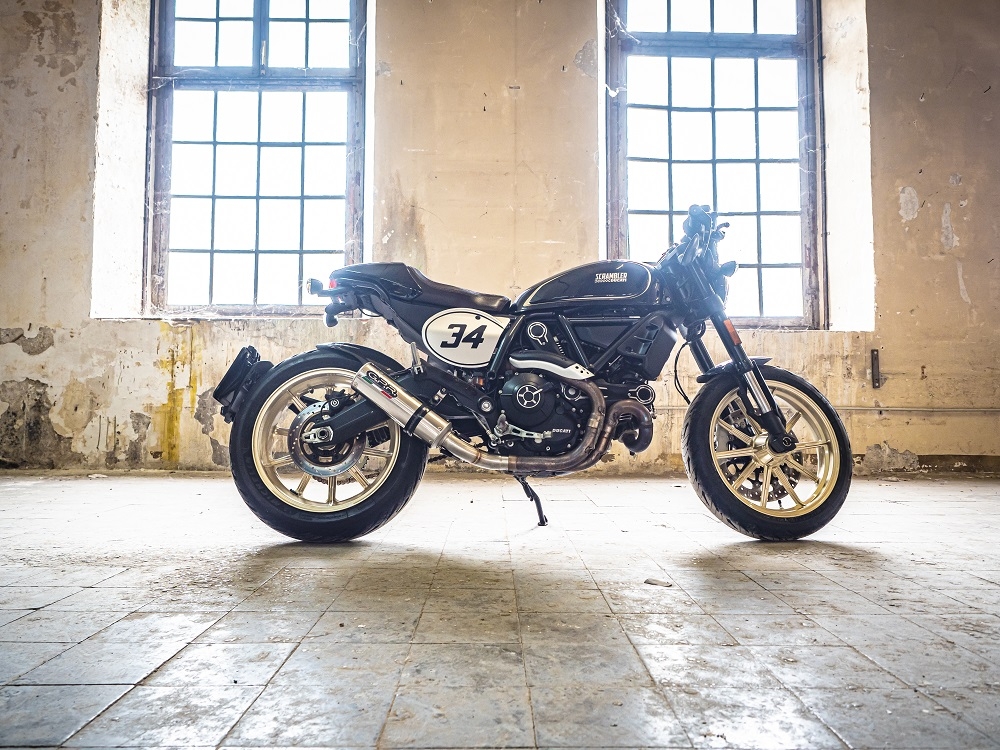 Escape compatível com Ducati Scrambler 800 2015-2016, M3 Inox , Escape legal, homologado, silenciador com db killer removível e tubo de ligação específico 