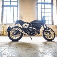 Escape compatível com Ducati Scrambler 800 2015-2016, M3 Inox , Escape legal, homologado, silenciador com db killer removível e tubo de ligação específico 