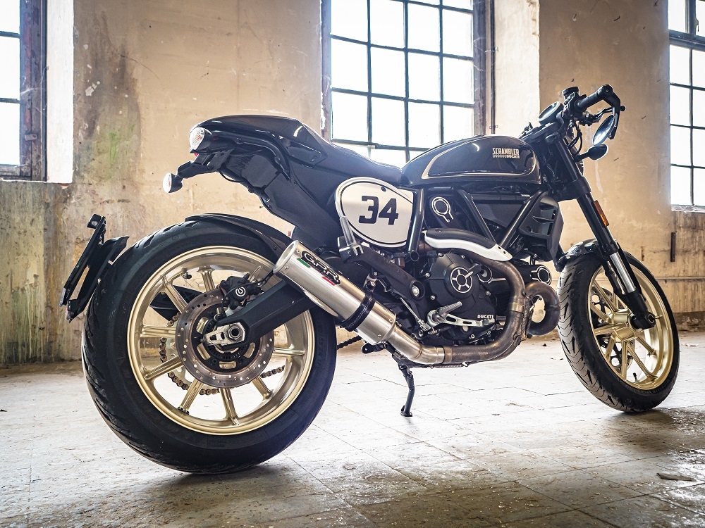 Escape compatível com Ducati Scrambler 800 2015-2016, M3 Inox , Escape legal, homologado, silenciador com db killer removível e tubo de ligação específico 