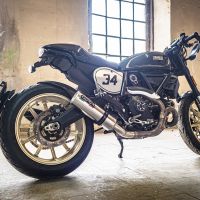Escape compatível com Ducati Scrambler 800 2015-2016, M3 Inox , Escape legal, homologado, silenciador com db killer removível e tubo de ligação específico 