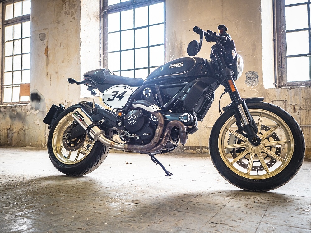 Escape compatível com Ducati Scrambler 800 2015-2016, M3 Inox , Escape legal, homologado, silenciador com db killer removível e tubo de ligação específico 