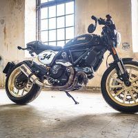 Escape compatível com Ducati Scrambler 800 2015-2016, M3 Inox , Escape legal, homologado, silenciador com db killer removível e tubo de ligação específico 