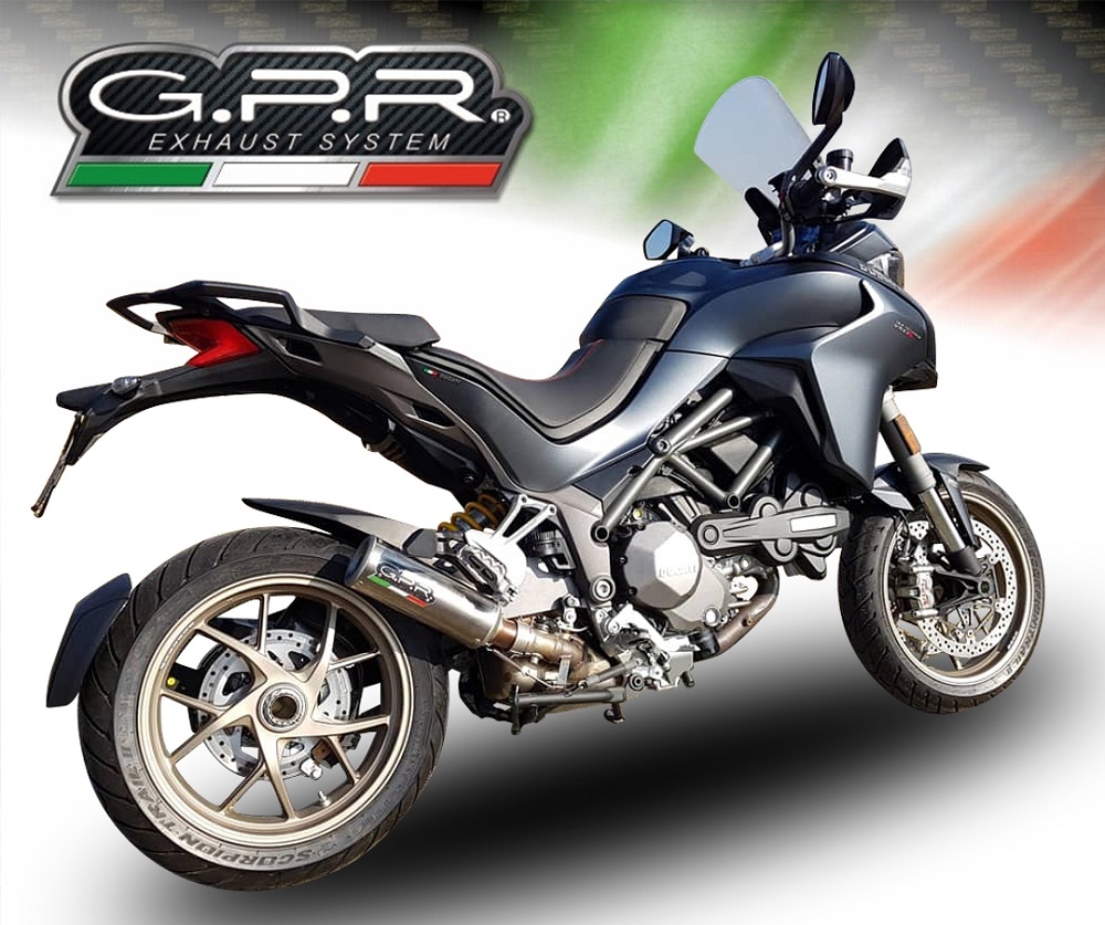 Escape compatível com Ducati Multistrada 1260 2018-2020, M3 Titanium Natural, Escape legal, homologado, silenciador com db killer removível e tubo de ligação específico 