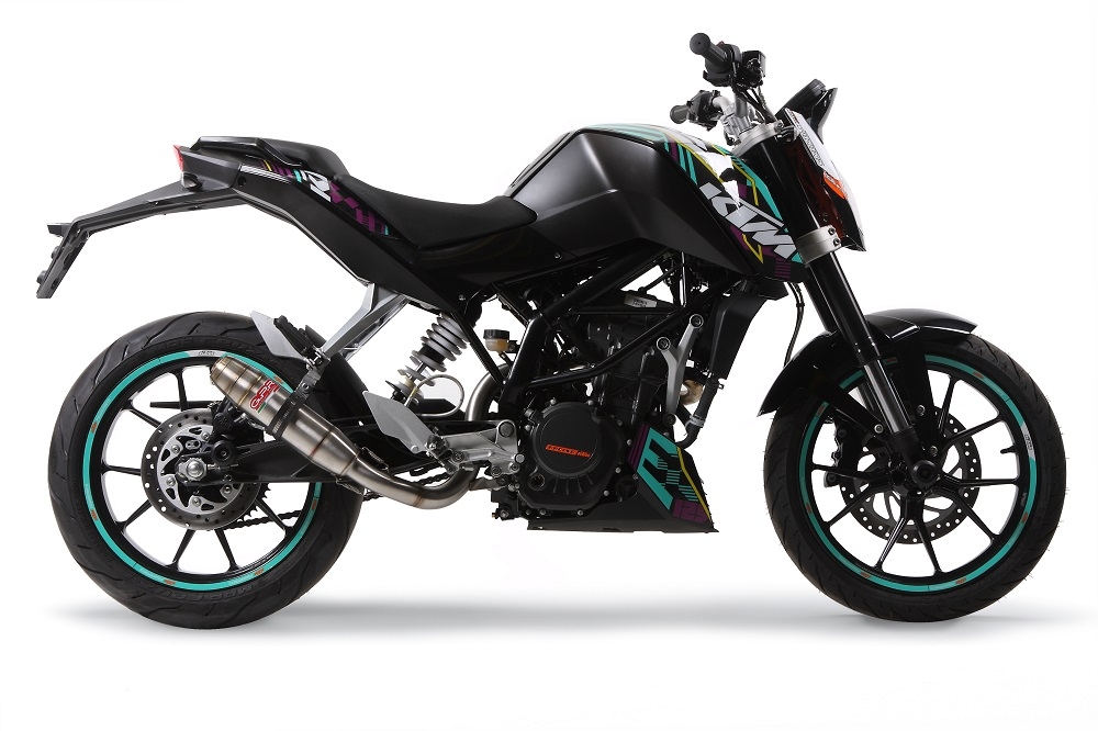 Escape compatível com Ktm Duke 125 2011-2016, Deeptone Inox, Sistema racing Silencioso com tubo de ligação 