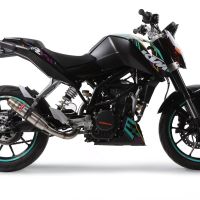Escape compatível com Ktm Duke 125 2011-2016, Deeptone Inox, Sistema racing Silencioso com tubo de ligação 