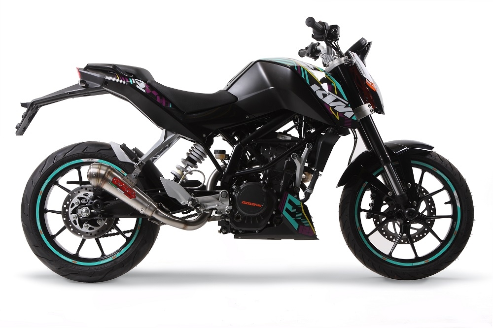 Escape compatível com Ktm Duke 200 2012-2020, Powercone Evo, Escape legal, aprovado, com db killer removível, tubo de conexão e conversor catalítico 