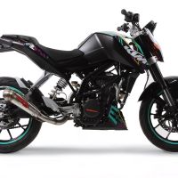 Escape compatível com Ktm Duke 200 2012-2020, Powercone Evo, Escape legal, aprovado, com db killer removível, tubo de conexão e conversor catalítico 