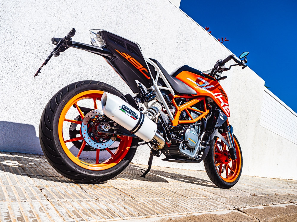 Escape compatível com Ktm Rc 390 2017-2020, Albus Evo4, Escape legal, homologado, silenciador com db killer removível e tubo de ligação específico 