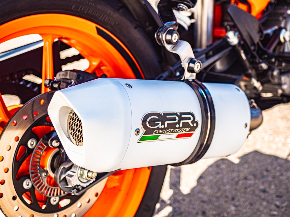 Escape compatível com Ktm Rc 390 2017-2020, Albus Evo4, Escape legal, homologado, silenciador com db killer removível e tubo de ligação específico 