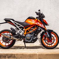 Escape compatível com Ktm Duke 125 2017-2020, Deeptone Inox, Sistema racing Silencioso com tubo de ligação 