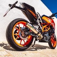 Escape compatível com Ktm Duke 125 2017-2020, Deeptone Inox, Sistema racing Silencioso com tubo de ligação 
