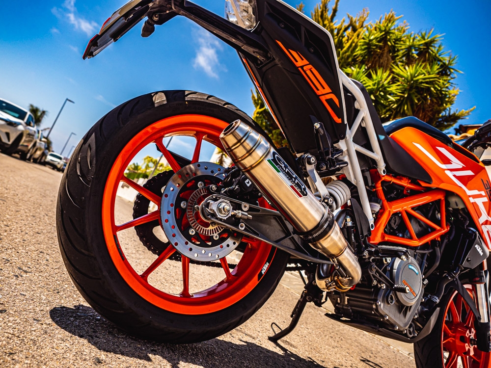 Escape compatível com Ktm Duke 125 2017-2020, Deeptone Inox, Sistema racing Silencioso com tubo de ligação 