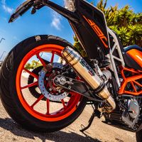 Escape compatível com Ktm Duke 125 2017-2020, Deeptone Inox, Sistema racing Silencioso com tubo de ligação 