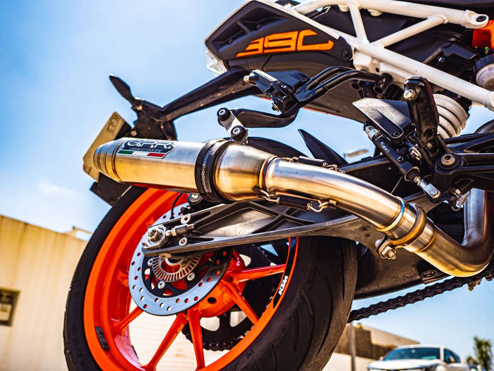 Escape compatível com Ktm Duke 125 2017-2020, Deeptone Inox, Sistema racing Silencioso com tubo de ligação 