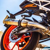 Escape compatível com Ktm Duke 125 2017-2020, Deeptone Inox, Sistema racing Silencioso com tubo de ligação 