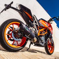 Escape compatível com Ktm Duke 390 2017-2020, Furore Evo4 Nero, Escape legal, homologado, silenciador com db killer removível e tubo de ligação específico 