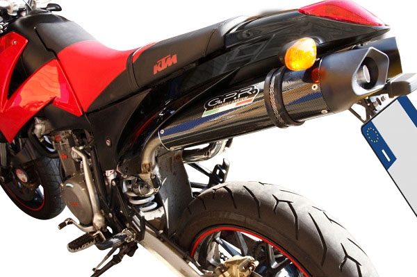 GPR escape compatível com  Ktm Duke II 2000-2006, Furore Nero, Par de silenciosos de escape homologadas, com db killer removível e tubos de ligação específicos 