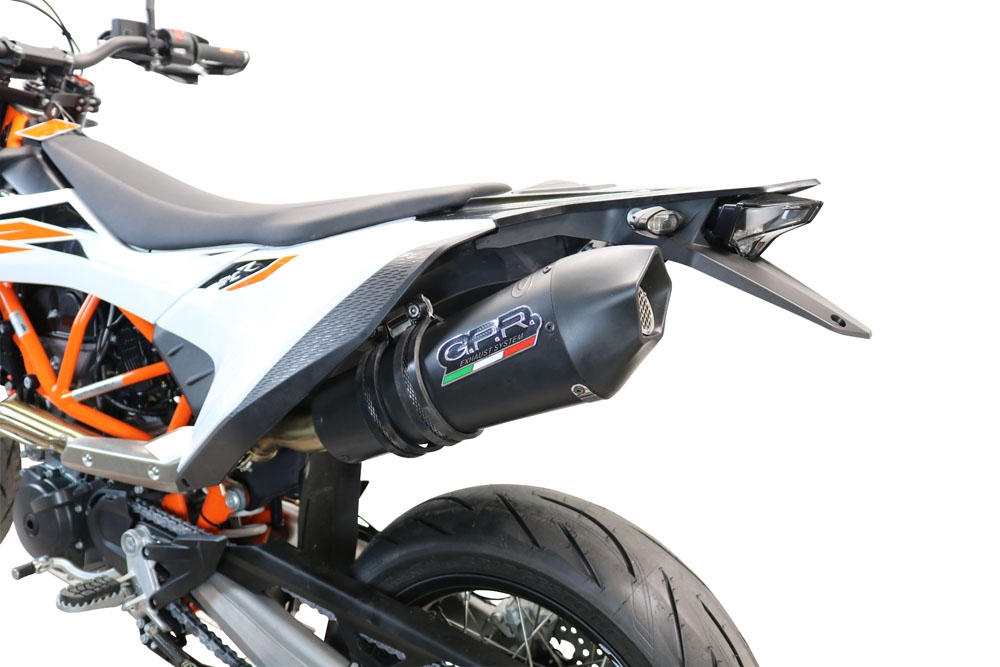 GPR escape compatível com  Ktm Enduro 690 R 2021-2024, New Grand Prix Evo Black Titanium, Escape legal, aprovado, com db killer removível, tubo de conexão e conversor catalítico 