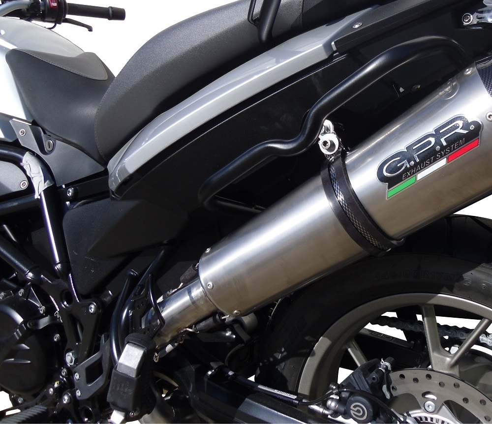 GPR escape compatível com  Bmw F 700 Gs 2011-2015, New Grand Prix Evo Titanium, Escape legal, homologado, silenciador com db killer removível e tubo de ligação específico 