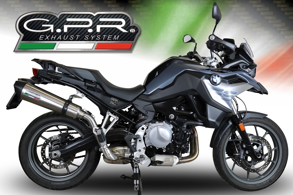 GPR escape compatível com  Bmw F 750 Gs 2018-2020, New Grand Prix Evo Titanium, Escape legal, homologado, silenciador com db killer removível e tubo de ligação específico 