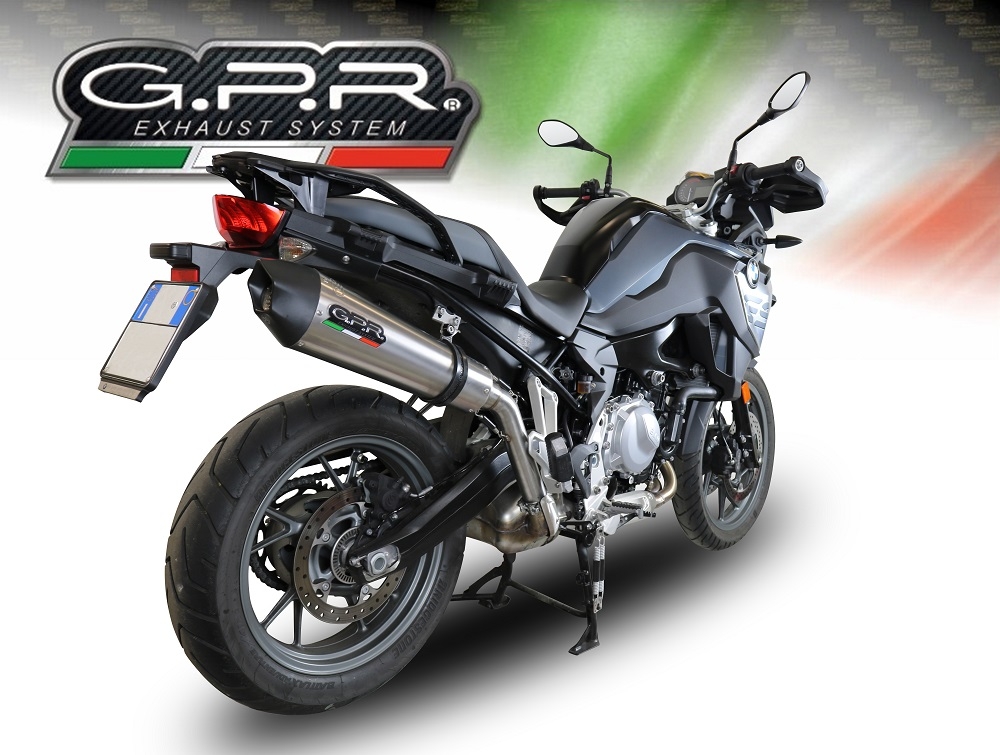 GPR escape compatível com  Bmw F 750 Gs 2018-2020, New Grand Prix Evo Titanium, Escape legal, homologado, silenciador com db killer removível e tubo de ligação específico 
