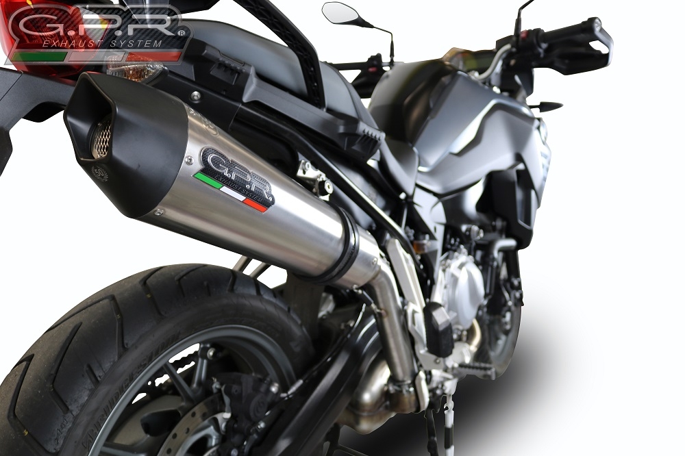 GPR escape compatível com  Bmw F 750 Gs 2018-2020, New Grand Prix Evo Titanium, Escape legal, homologado, silenciador com db killer removível e tubo de ligação específico 