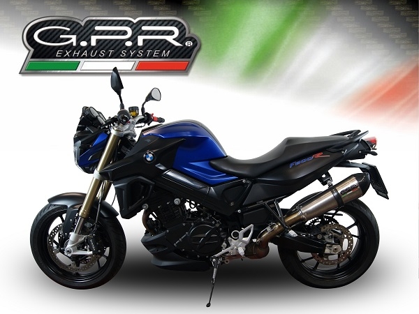GPR escape compatível com  Bmw F 800 R 2015-2016, New Grand Prix Evo Titanium, Escape legal, homologado, silenciador com db killer removível e tubo de ligação específico 
