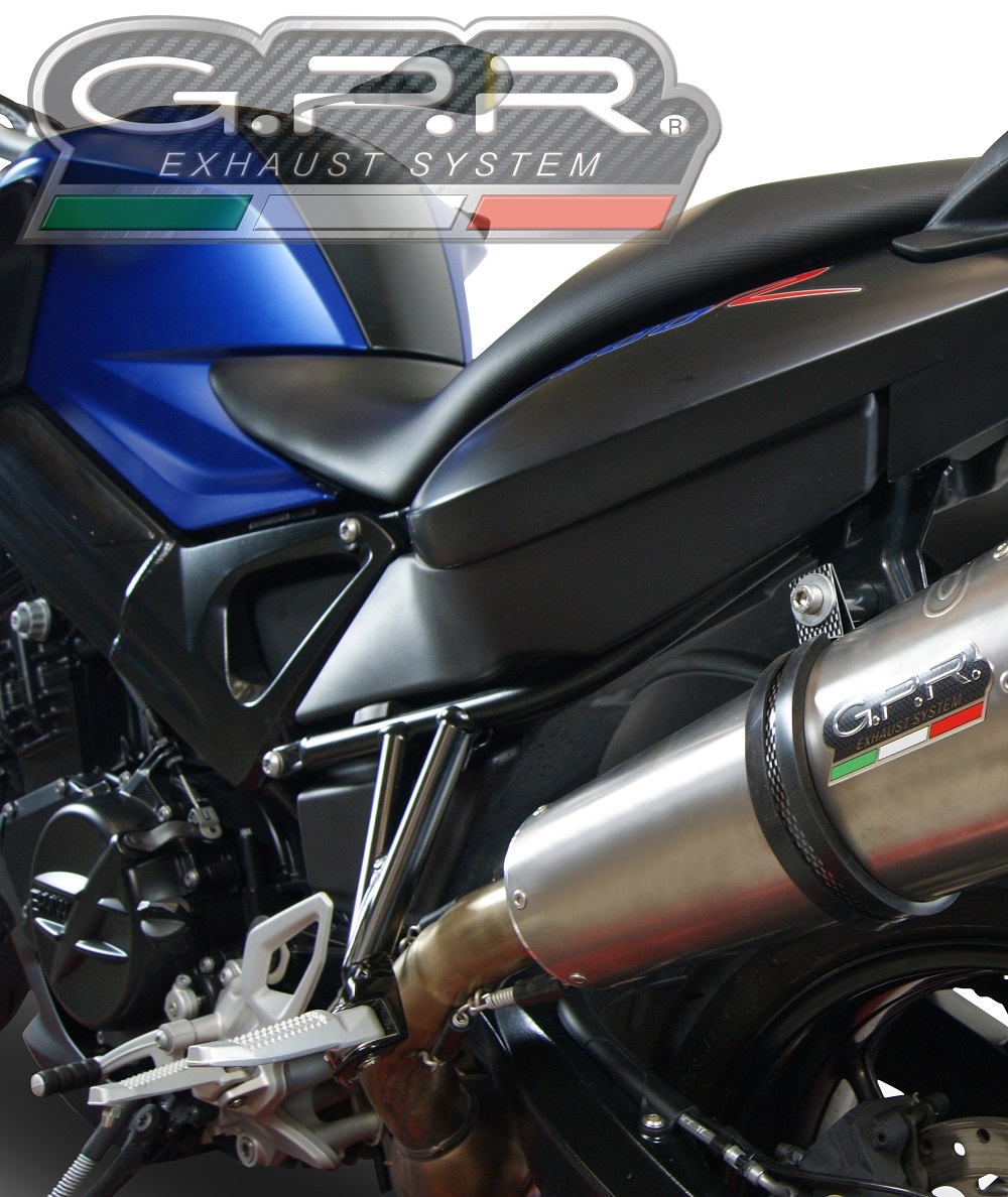 GPR escape compatível com  Bmw F 800 R 2015-2016, New Grand Prix Evo Titanium, Escape legal, homologado, silenciador com db killer removível e tubo de ligação específico 