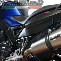 GPR escape compatível com  Bmw F 800 R 2015-2016, New Grand Prix Evo Titanium, Escape legal, homologado, silenciador com db killer removível e tubo de ligação específico 
